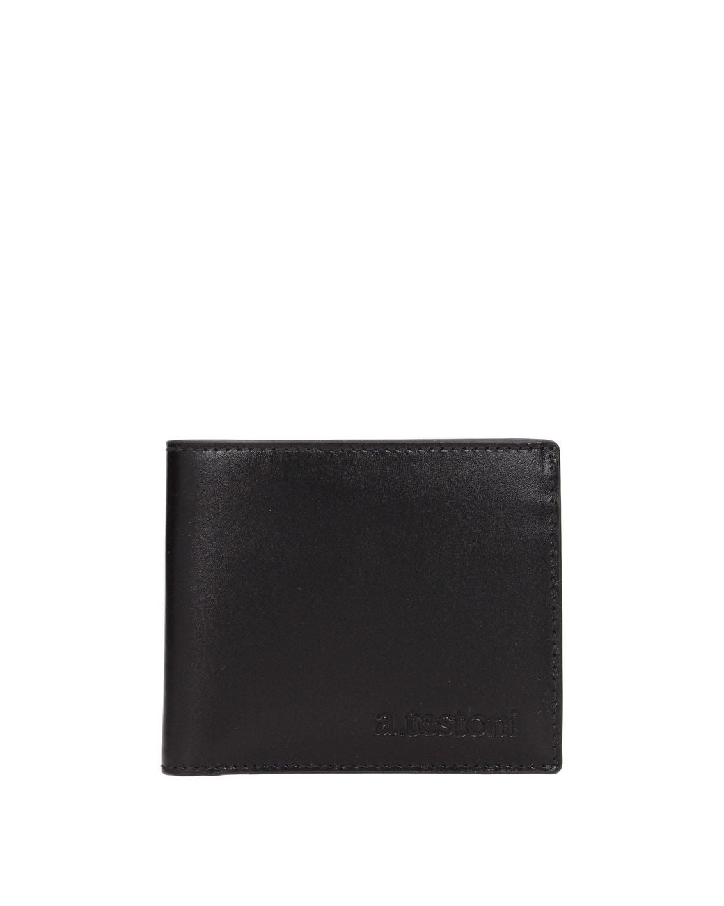 Testoni Black Leather Wallet for men