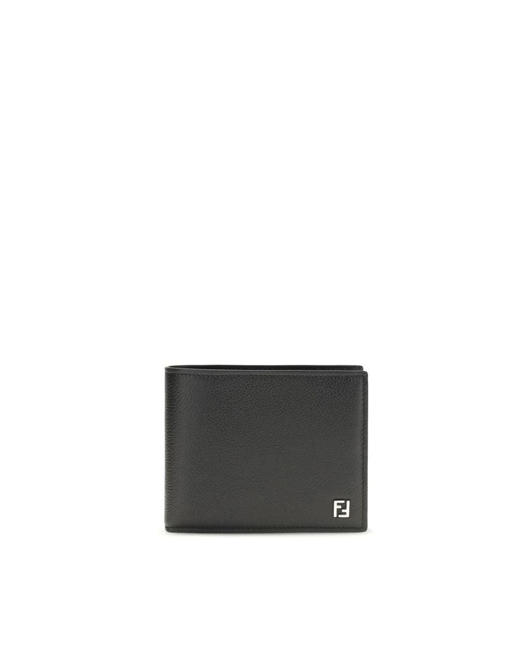 Fendi Black Calf Leather Bos Taurus Wallet for men