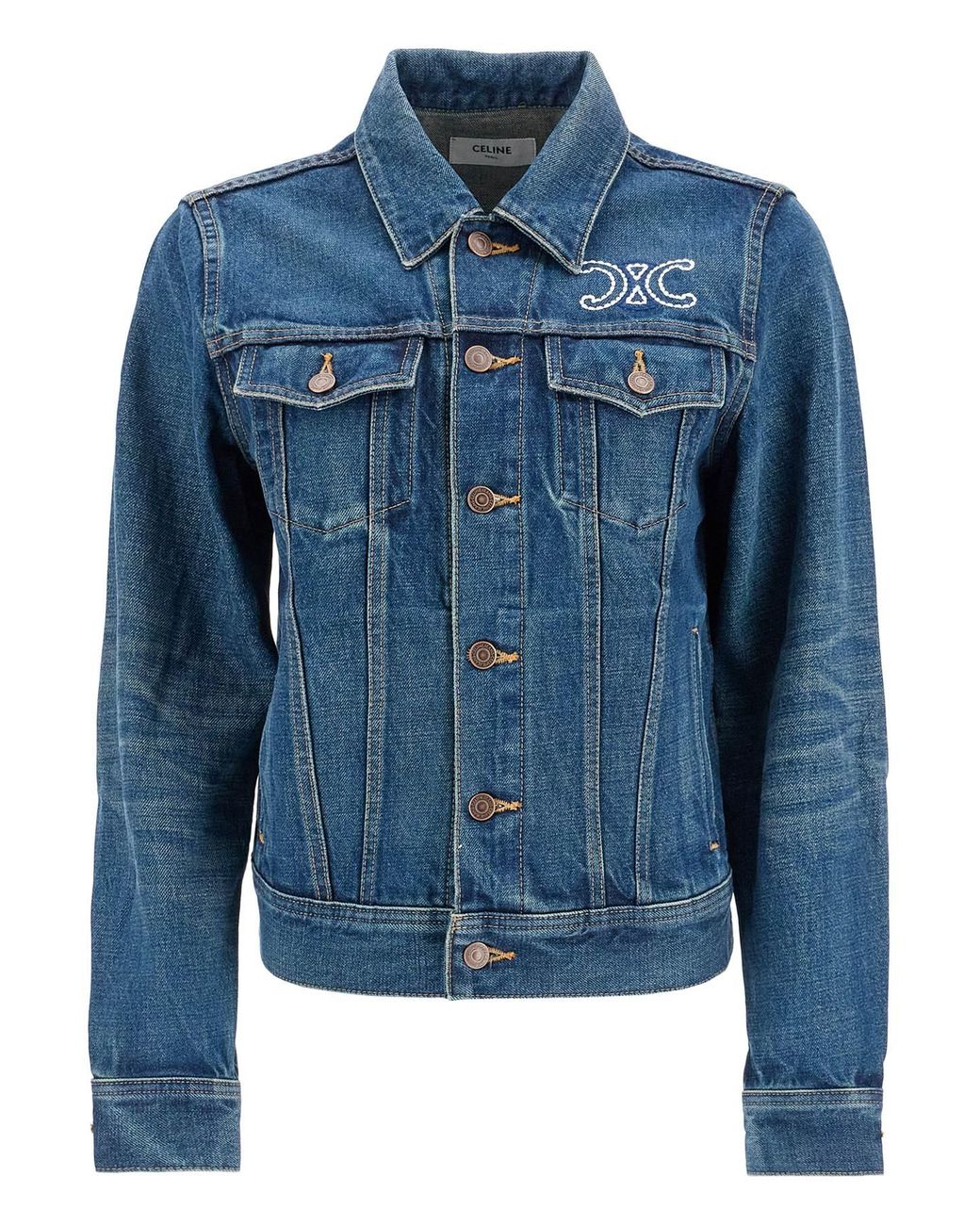 【超希少】CELINE Back Logo Boa Denim Jacket Buy Celine Denim Logo Jacket - S - Authenticated Pre-Owned