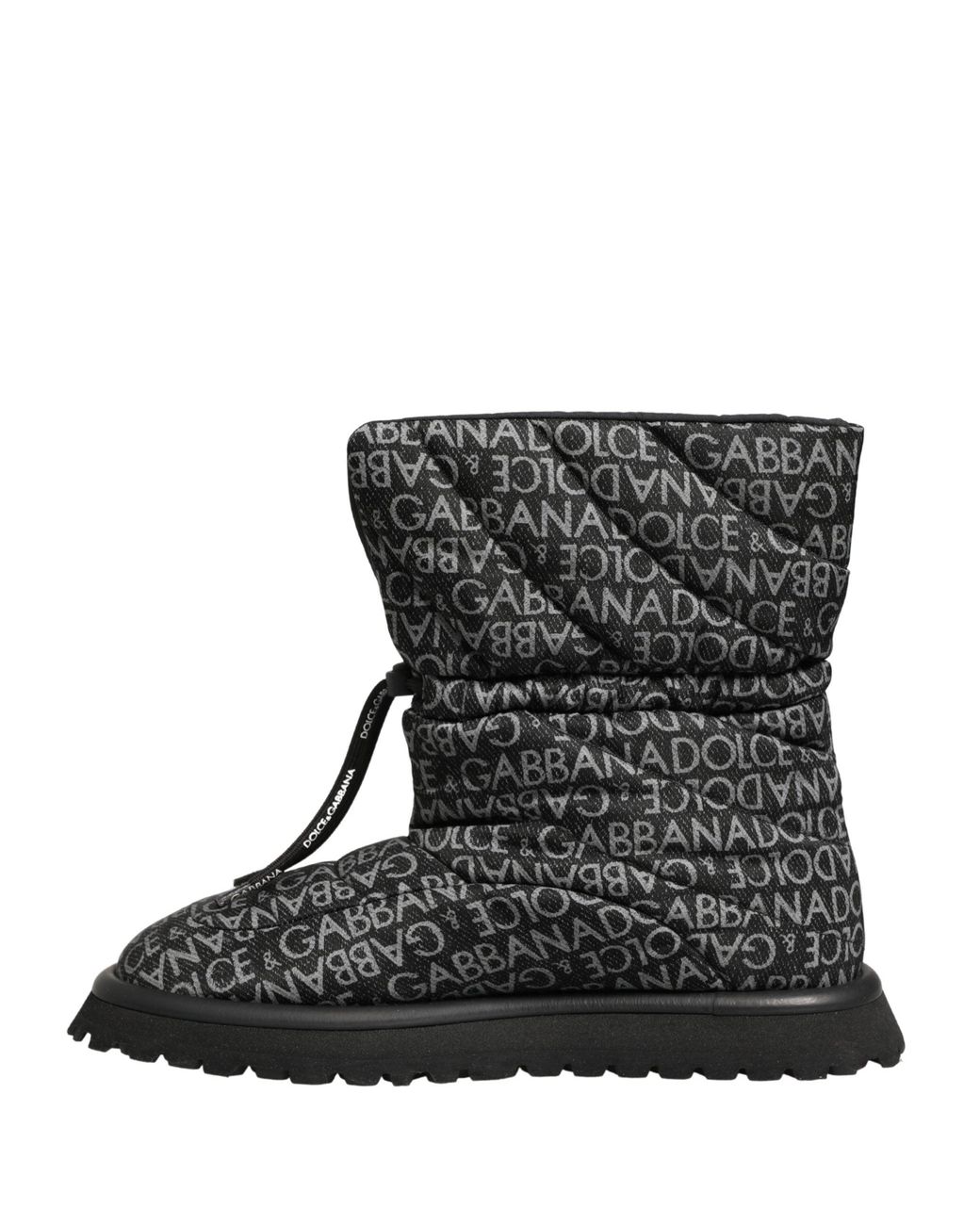 Dolce & Gabbana Black Logo Print Lace Up Snow Boots Shoes for men