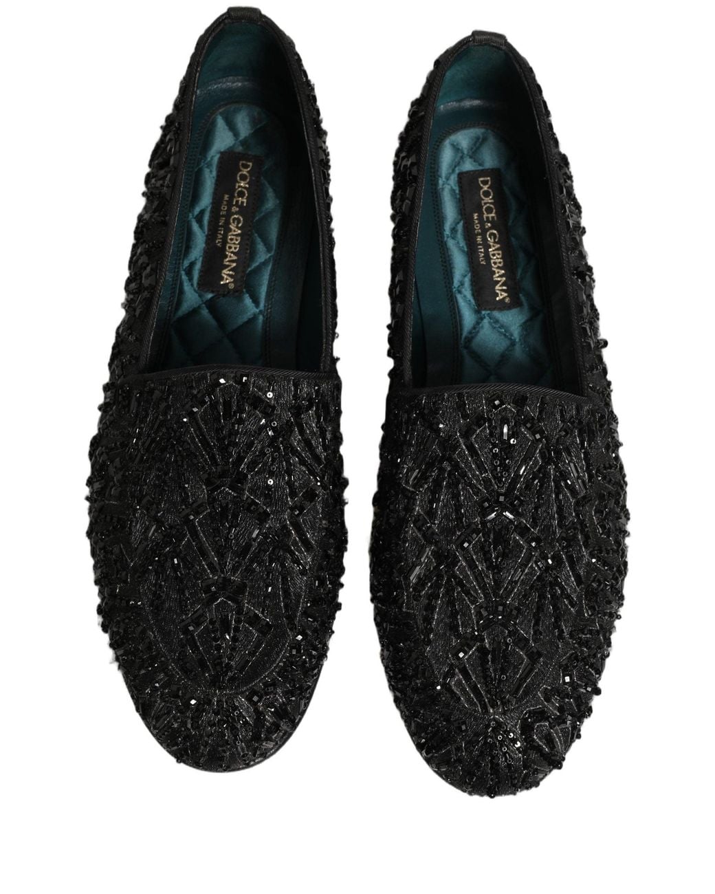 Dolce & Gabbana Black Velvet Embroidered Dress Loafers Shoes for men
