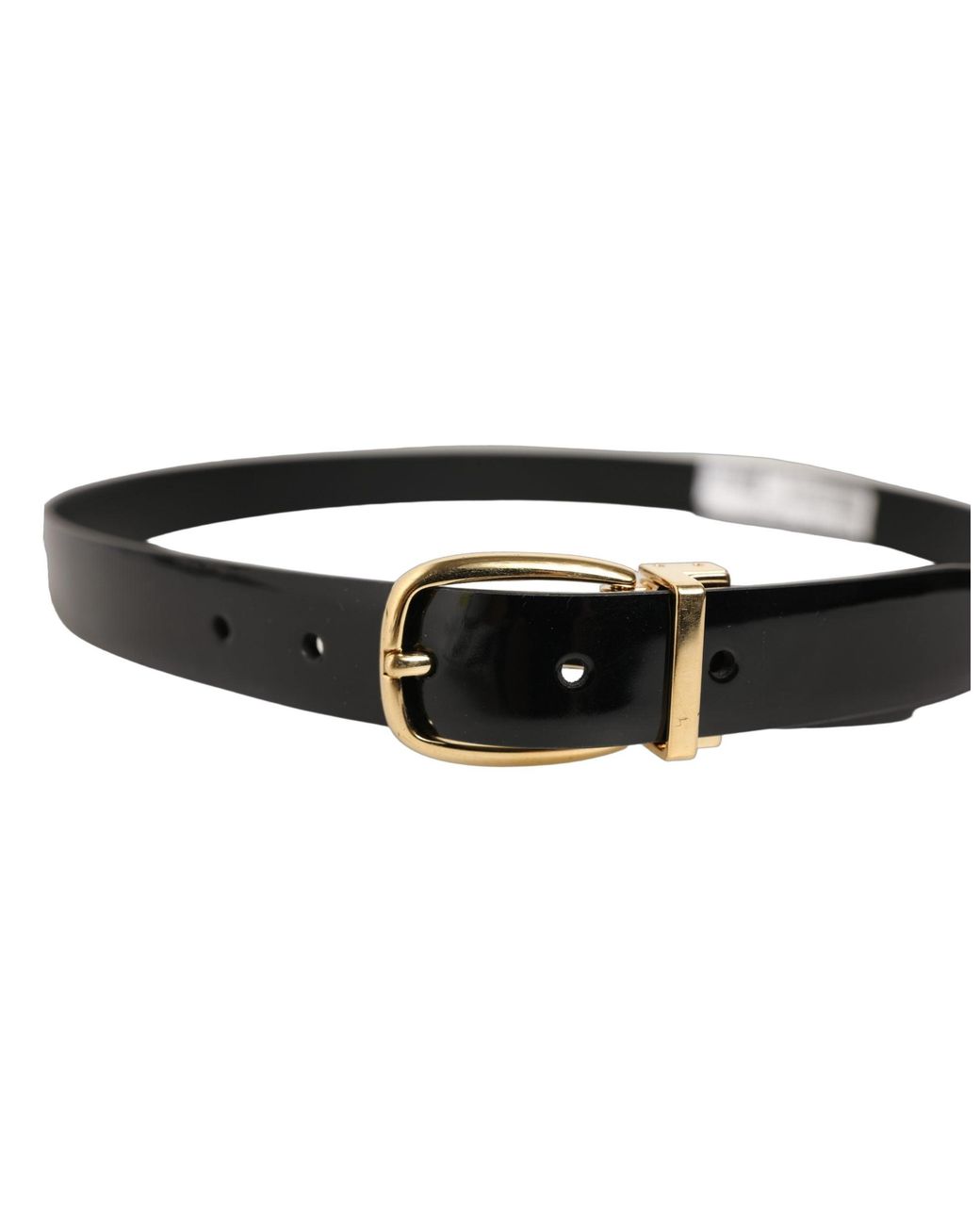 Dolce & Gabbana Black Classic Leather Gold Tone Buckle Belt for men