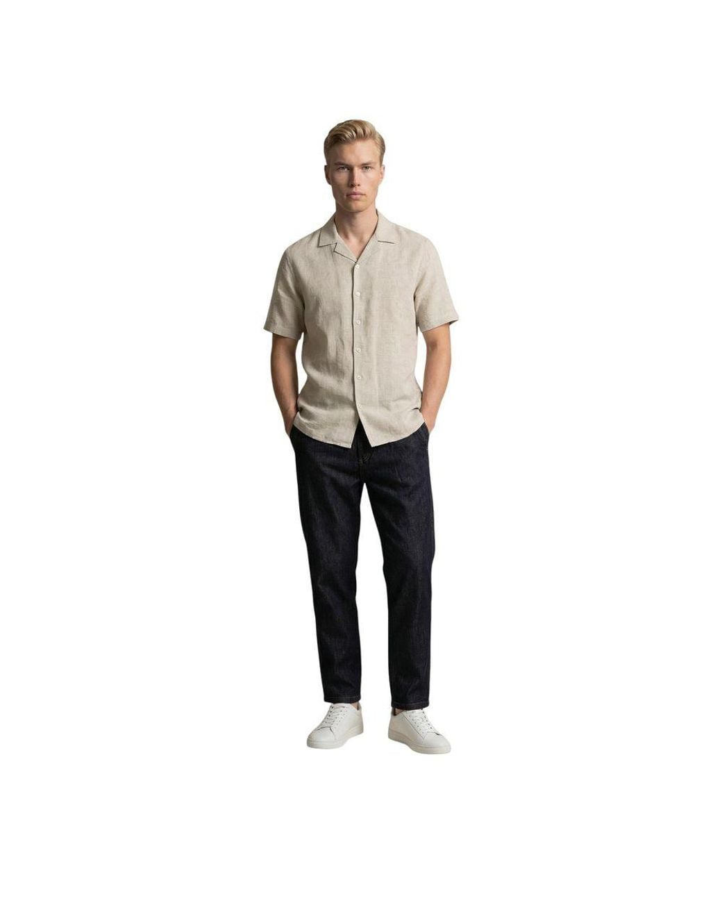 Gianni Lupo Gray Linen Shortsleeve Shirt for men