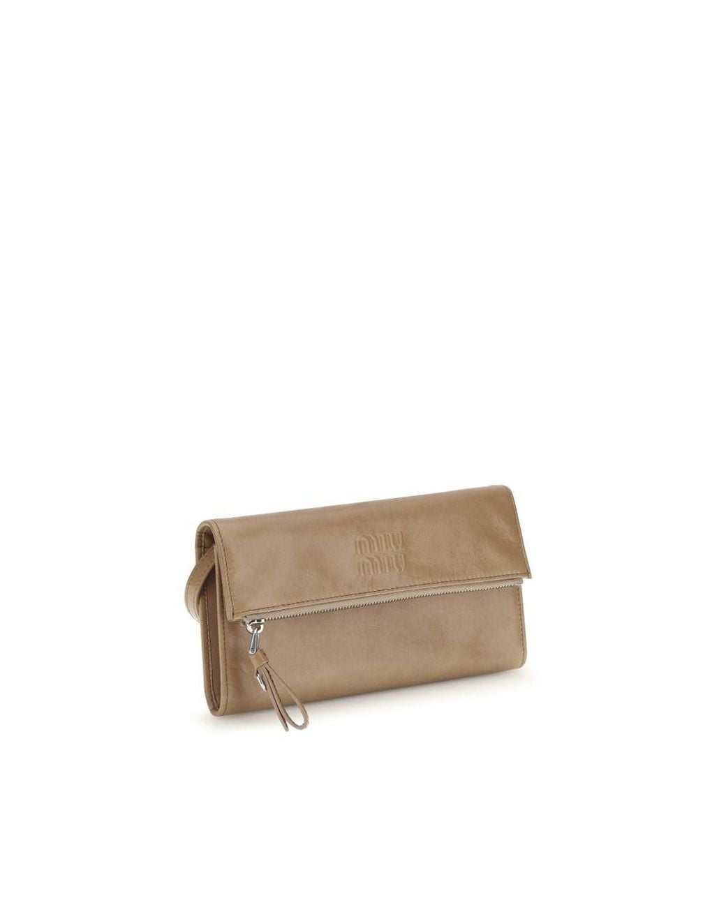 Miu Miu Natural Beige Calf Leather Bos Taurus Clutch Bag