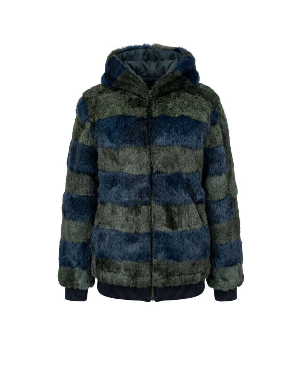 MR & MRS Blue Green Rabbit Fur Jacket