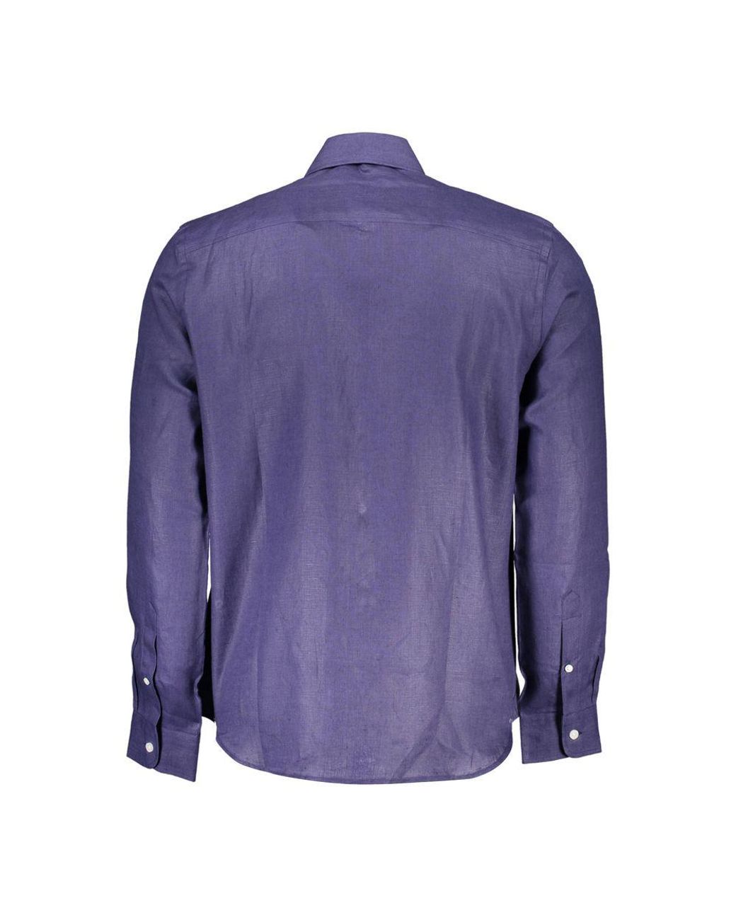 North Sails Blue Linen Men Shirt for men