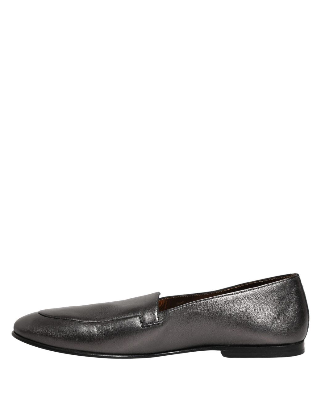 Dolce & Gabbana Gray Silver Leather Dg Logo Slip On Loafers Shoes for men
