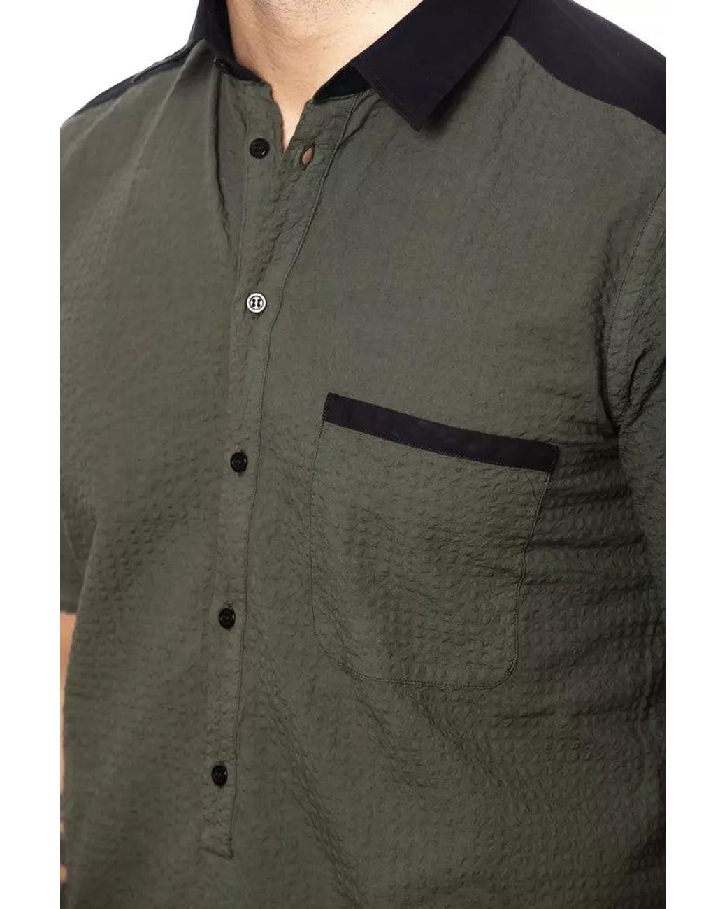 Verri Black Army Regular Fit Cotton Blend Shirt for men