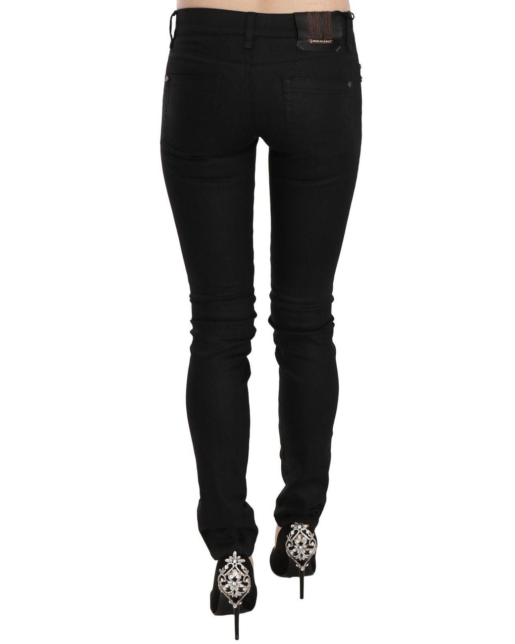 Plein Sud Cotton Black Mid Waist Skinny Denim Jeans