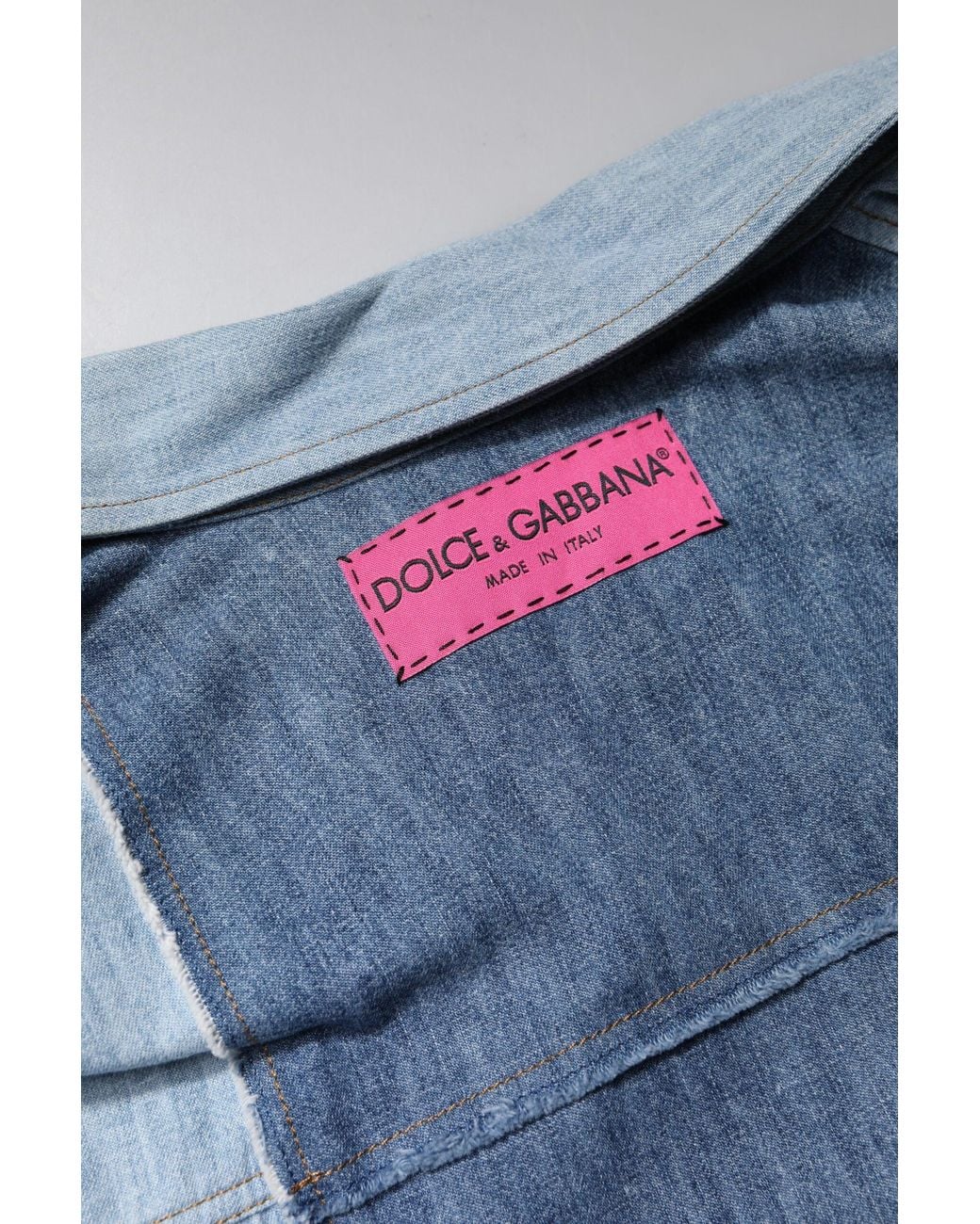 Dolce & Gabbana Blue Patchwork Denim Shirt Long Sleeves