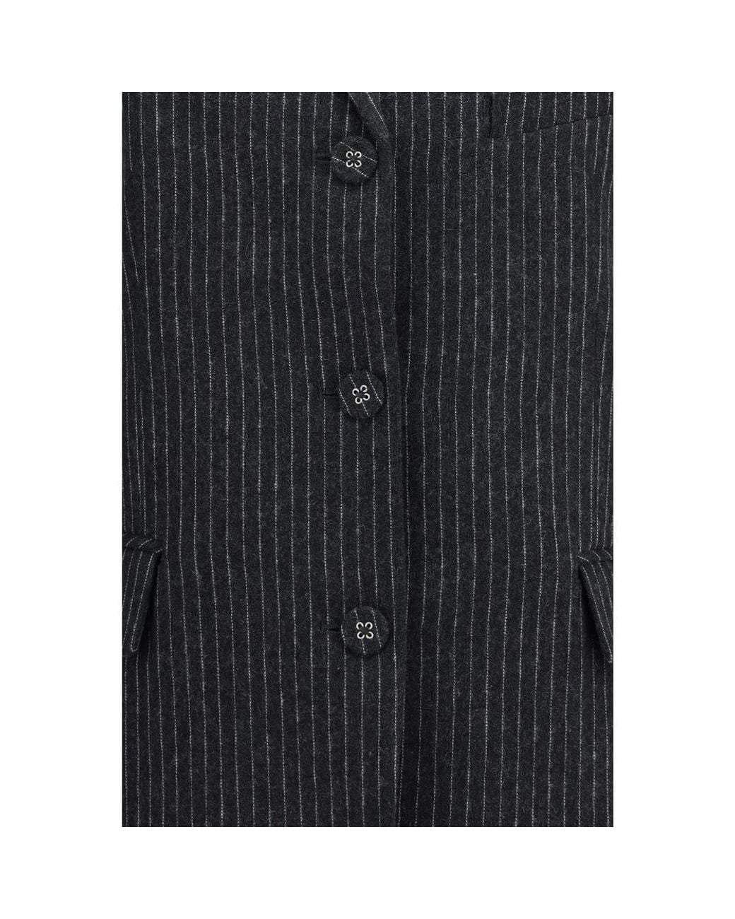 Ganni Black Gray Wool Oves Aries Blazer