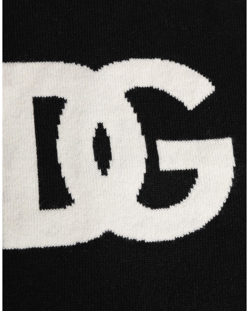 Dolce & Gabbana Black D&G Logo Cashmere Knitted Scarf for men