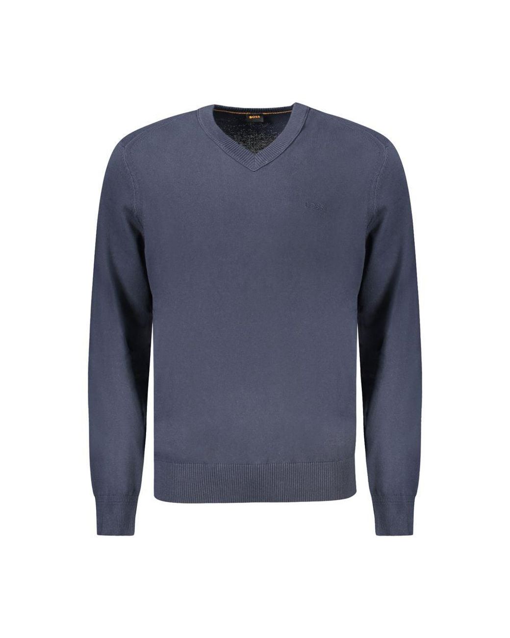 Boss Blue Cotton Men Sweater for men
