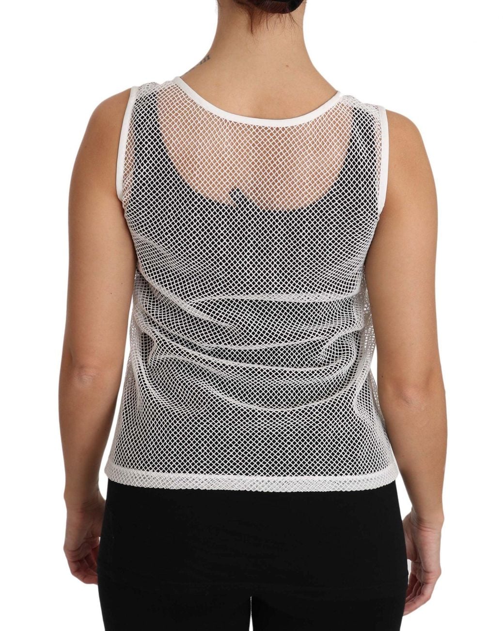 Dolce & Gabbana Gray Net Transparent Sleeveless Tank Top