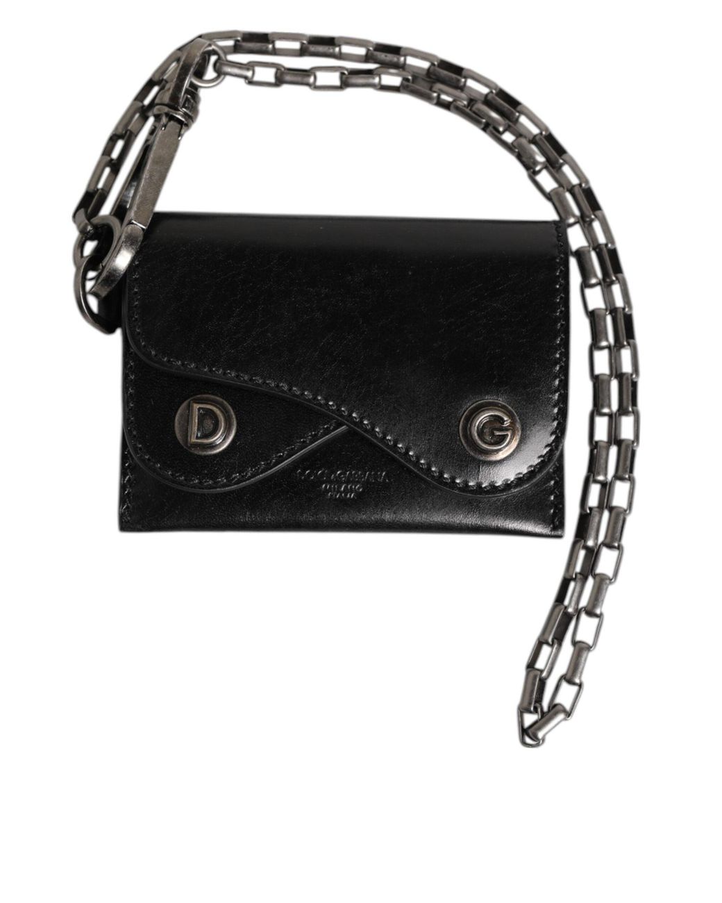 Dolce & Gabbana Cavallo Leather Wallet Chain Snap Bifold Card