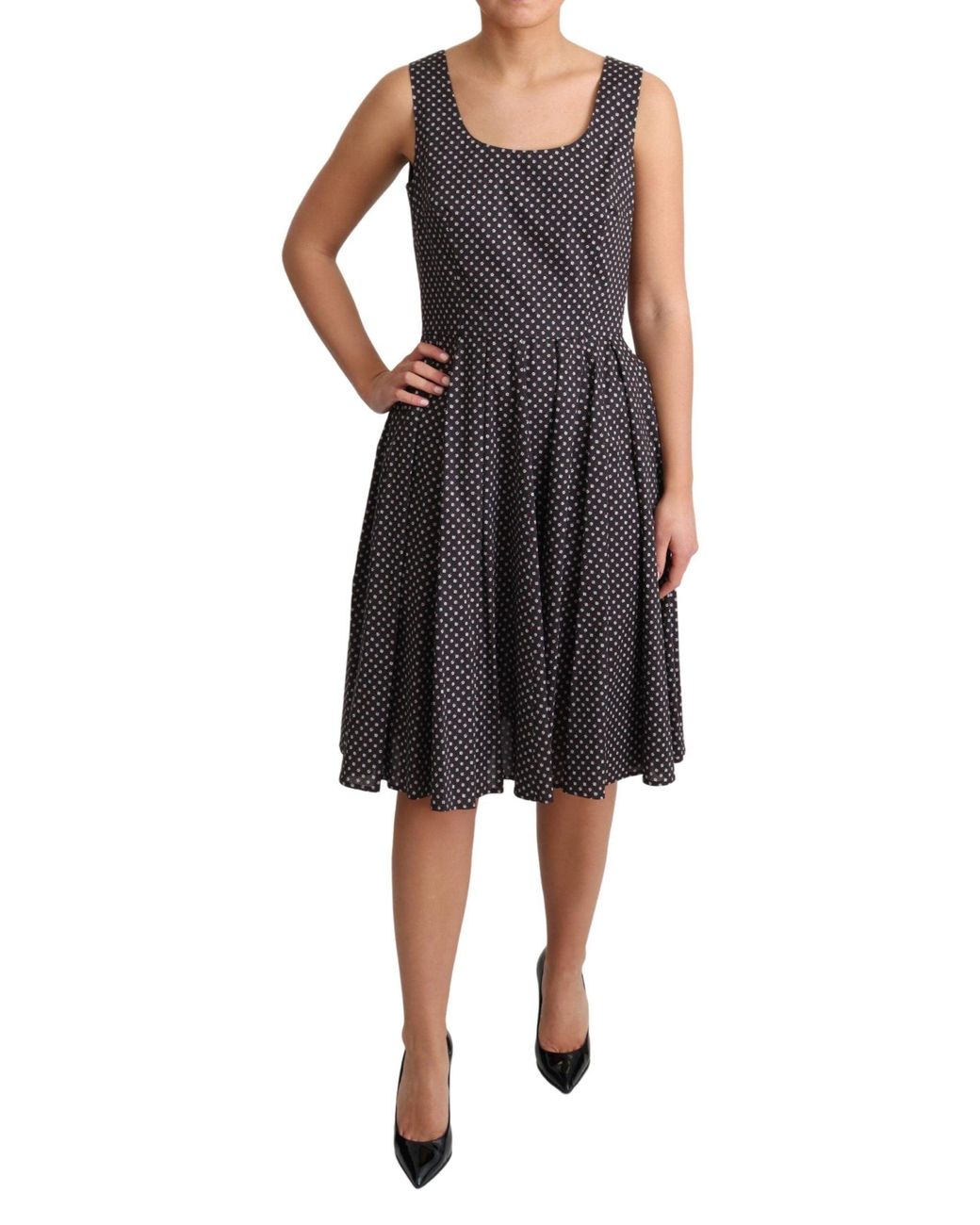 Dolce & Gabbana Black Floral Cotton A-Line Stretch Dress