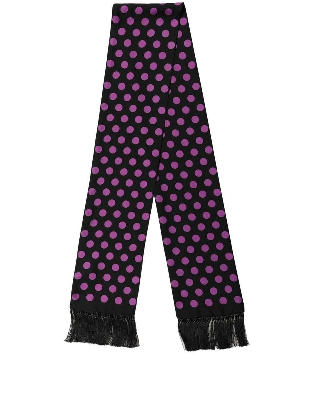 Dolce & Gabbana Multicolor Men Black Purple Polka Dot Fringed Lace Stole Scarf for men