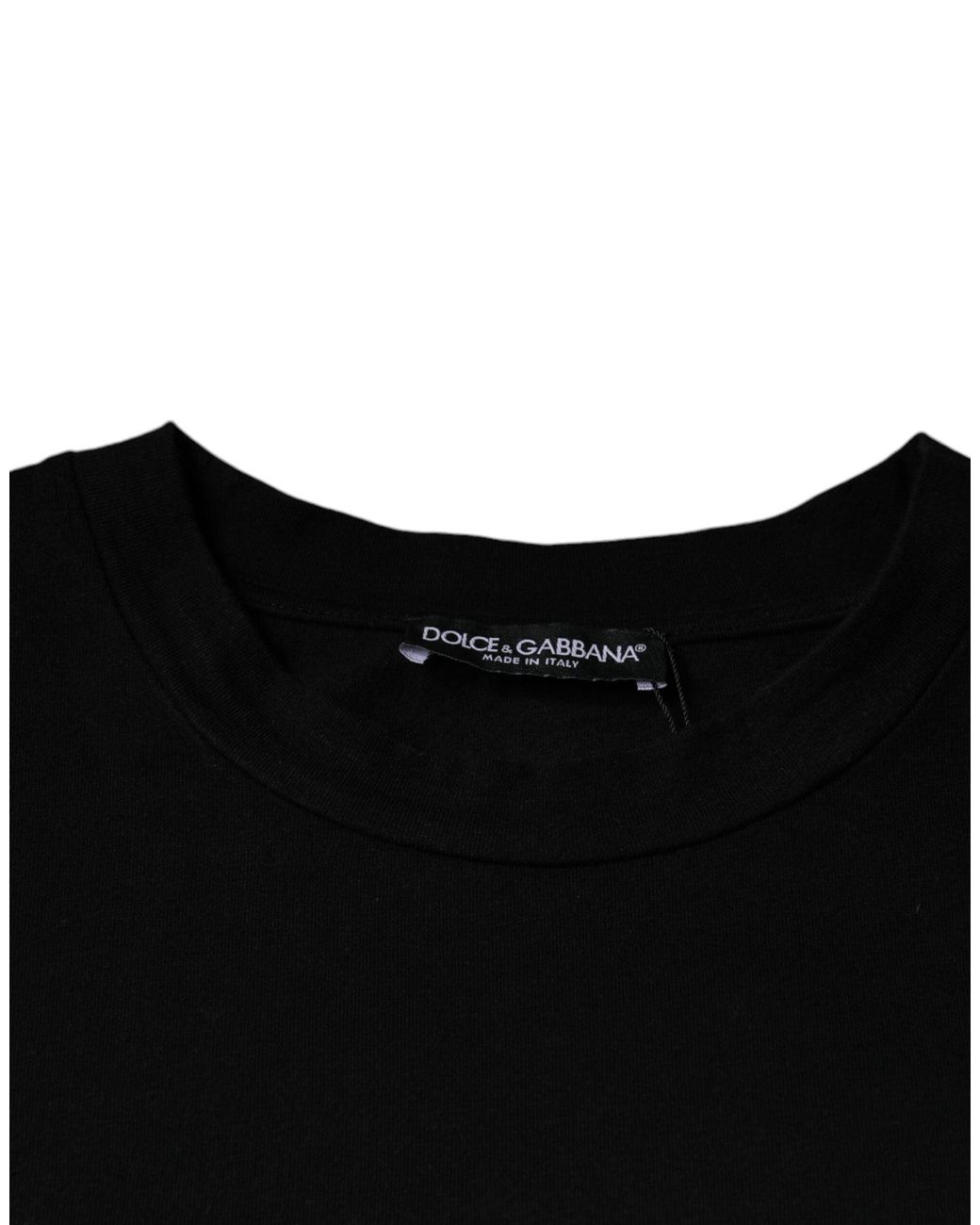 Dolce & Gabbana Black Amore Print Cotton Crew Neck T-Shirt for men