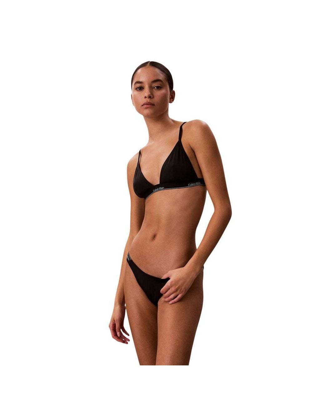 Calvin Klein Brown Black Recycled Polyester Bikini