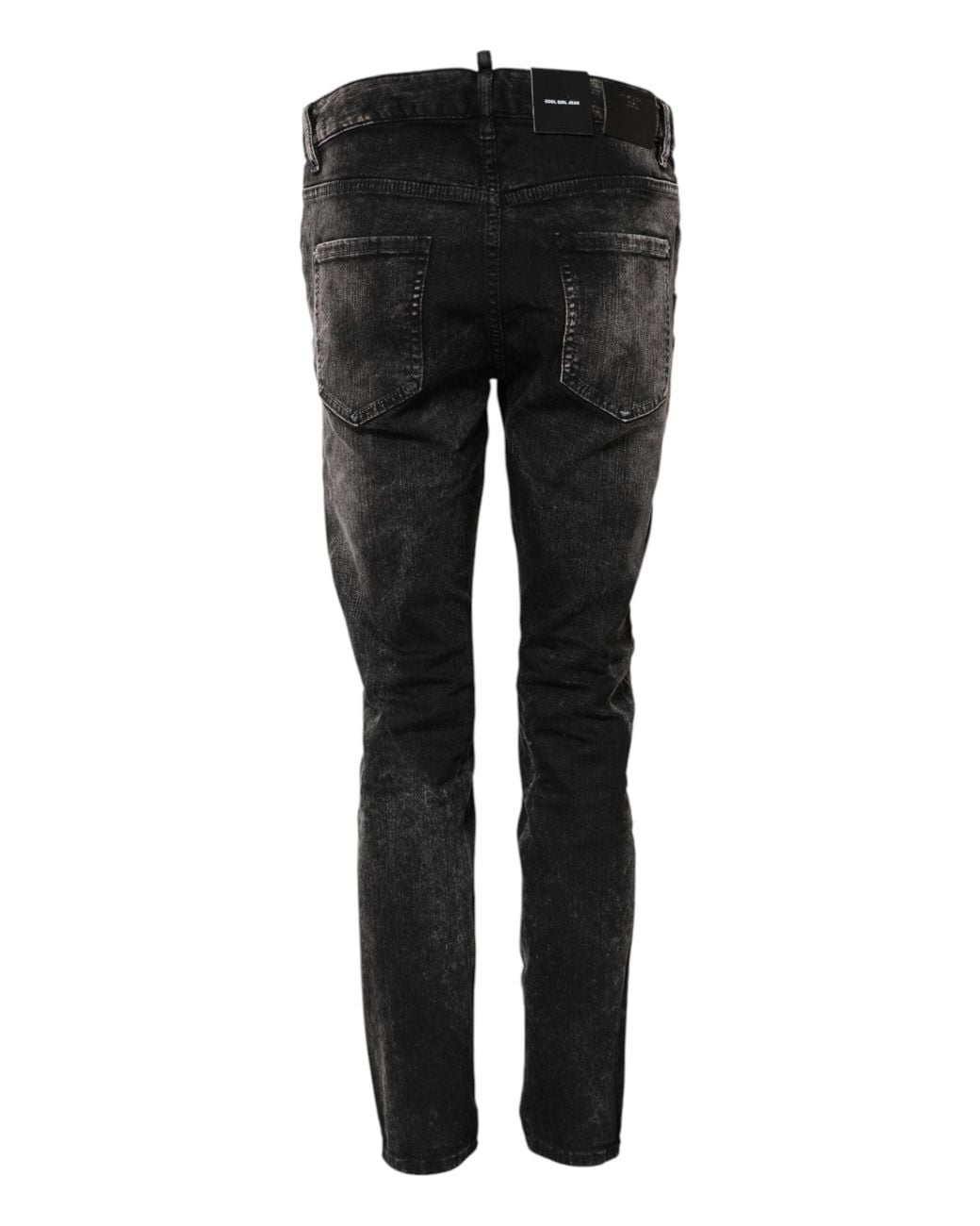 DSquared² Black Washed Mid Waist Tapered Denim Jeans for men