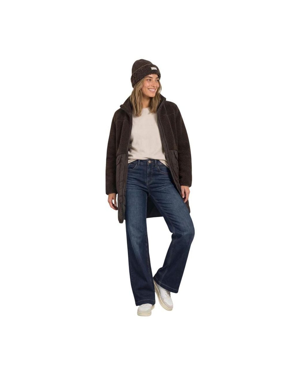 Street One Black Brown Polyester Coat