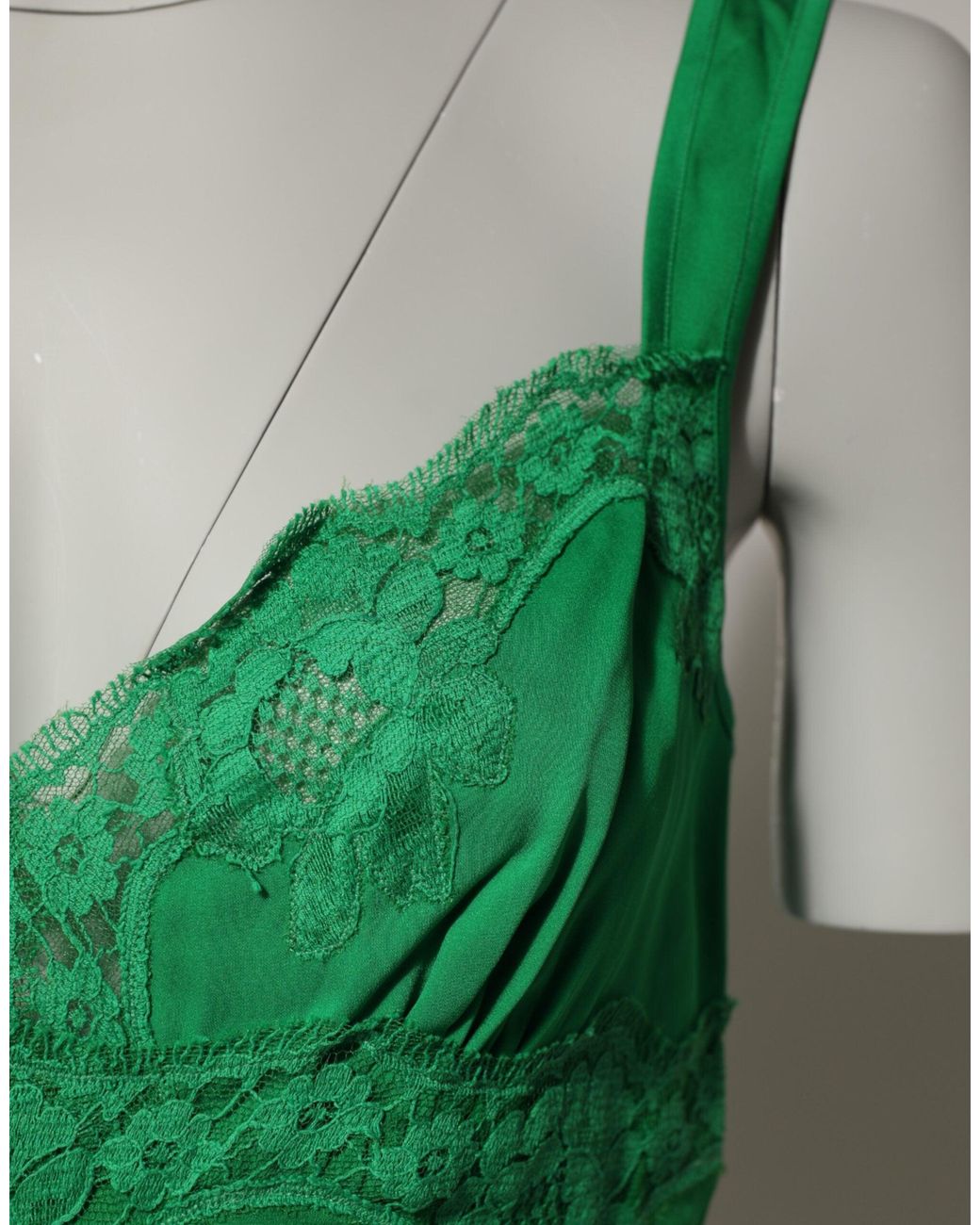 Dolce & Gabbana Green Floral Lace Tank Lingerie Top Underwear