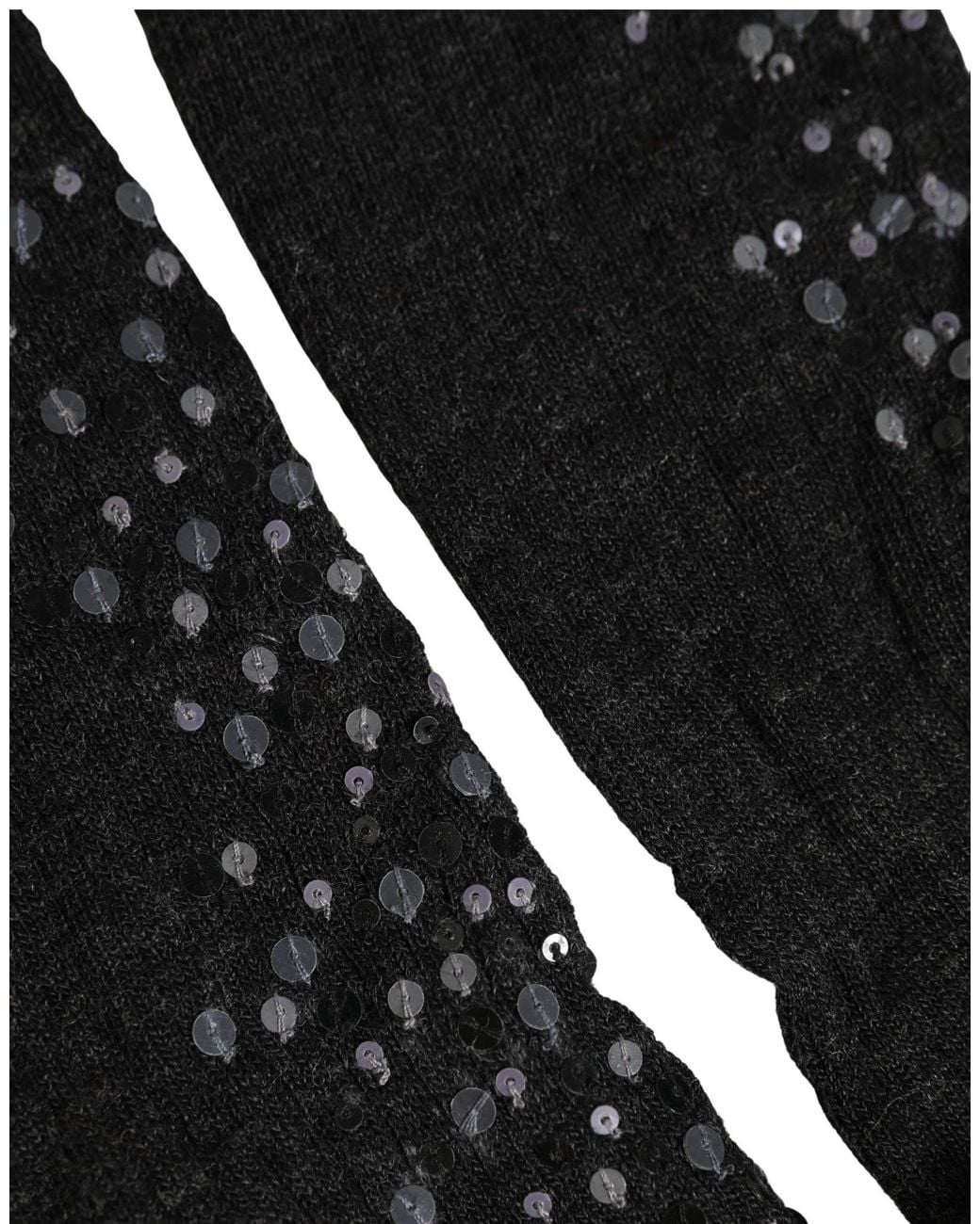 Dolce & Gabbana Black Dark Gray Sequined Wool Knee High Accessory Socks