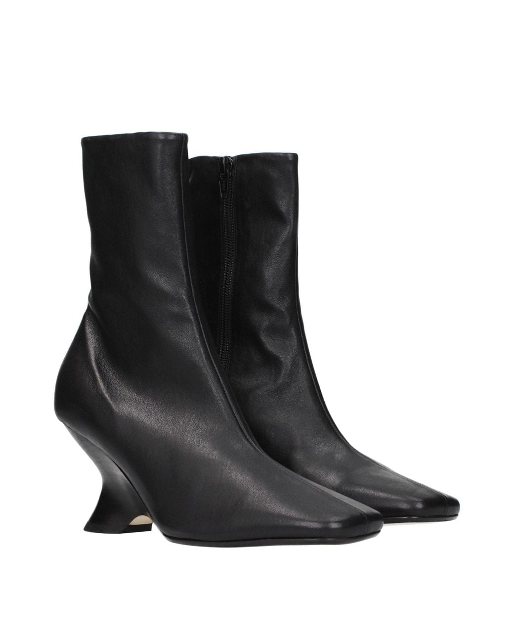 Dries Van Noten Black Leather Ankle Boots