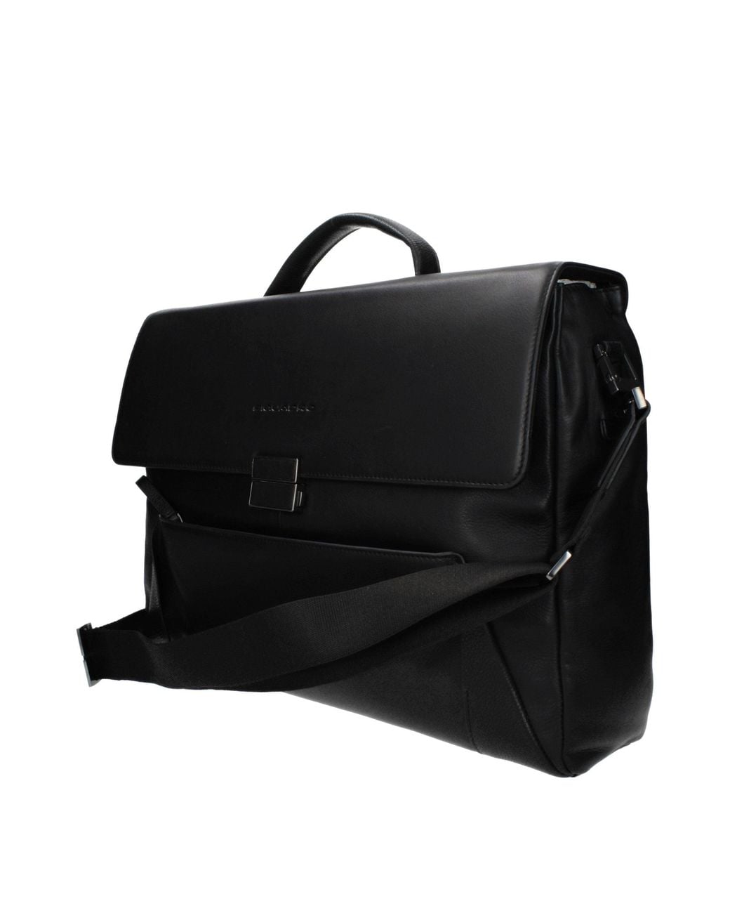 Piquadro Black Leather Business And Laptop Bag for men
