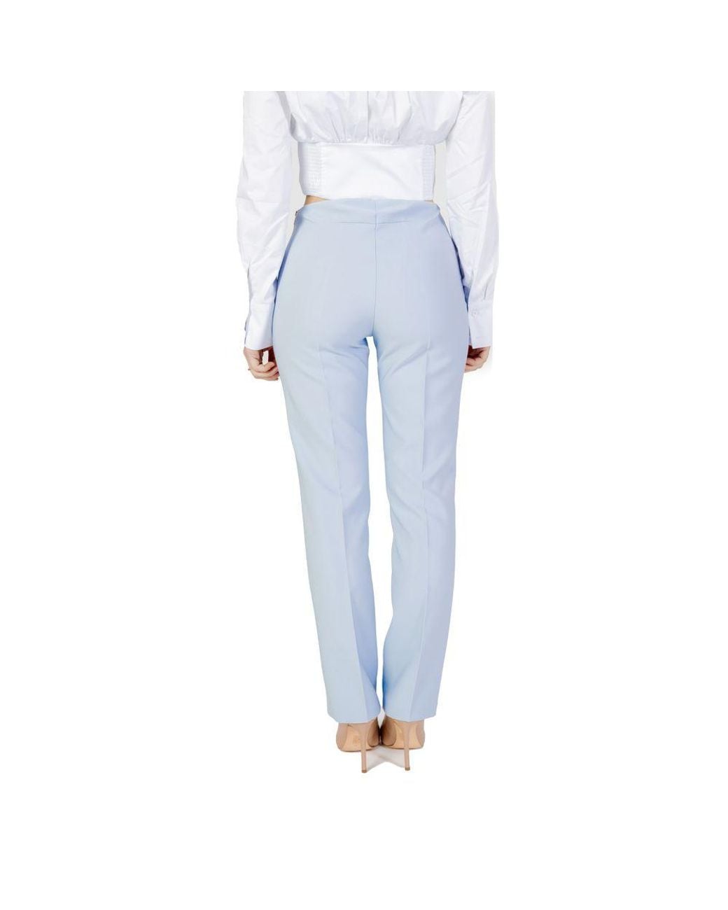 Sandro Ferrone Blue Polyester Dress Pants
