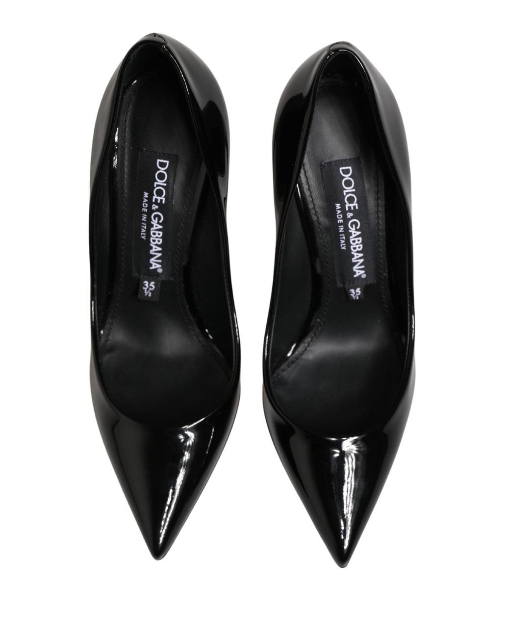 Dolce & Gabbana Black Calf Leather Stiletto Heels Pumps Shoes