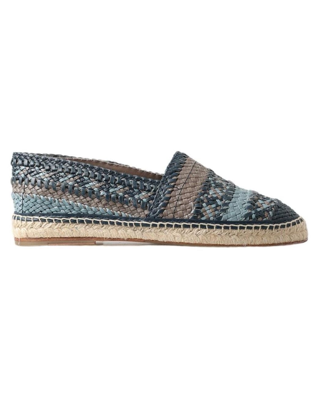 Dolce & Gabbana Blue Leather Buffalo Espadrille Shoes for men