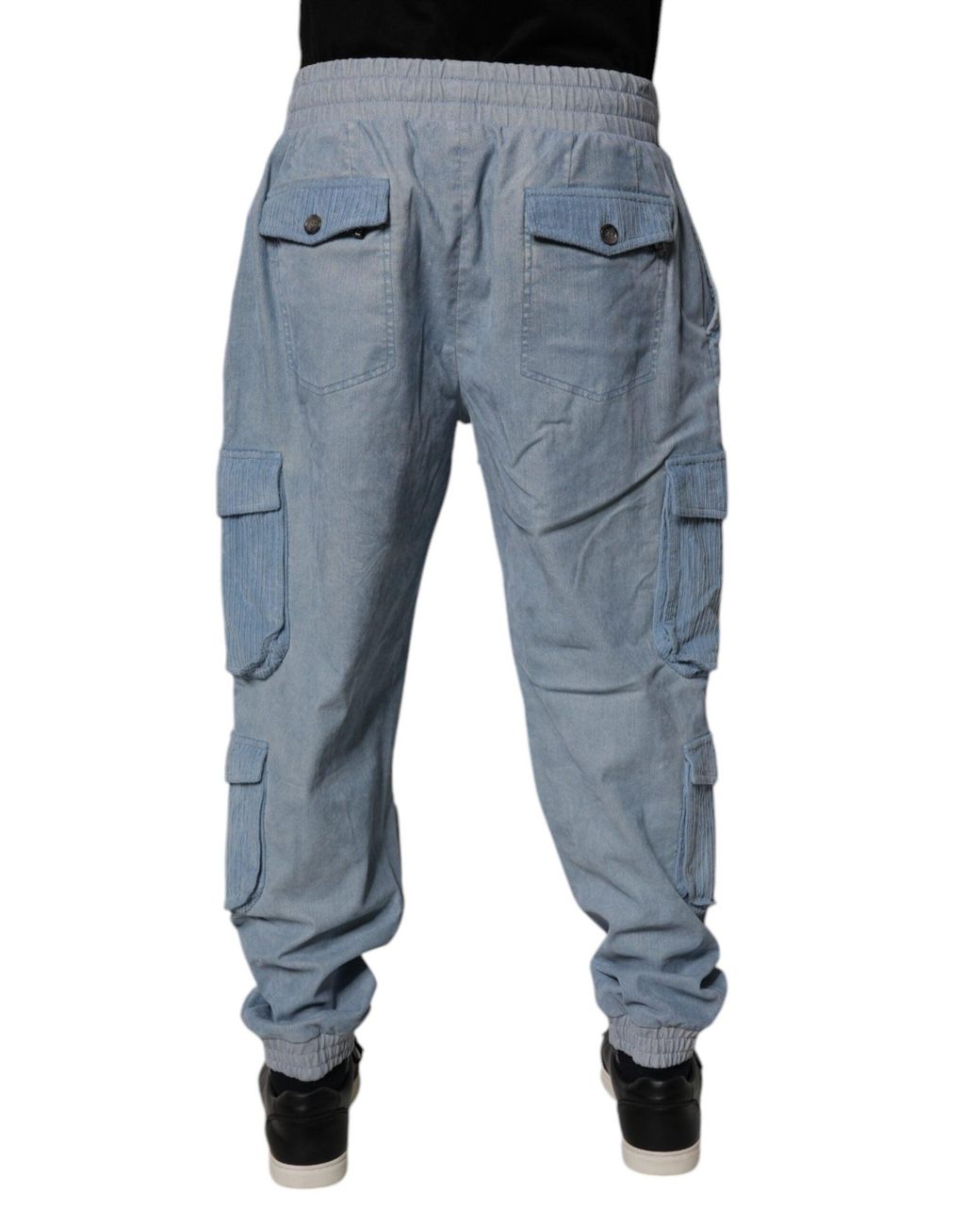 Dolce & Gabbana Blue Cotton Jogger Cargo Denim Pants for men