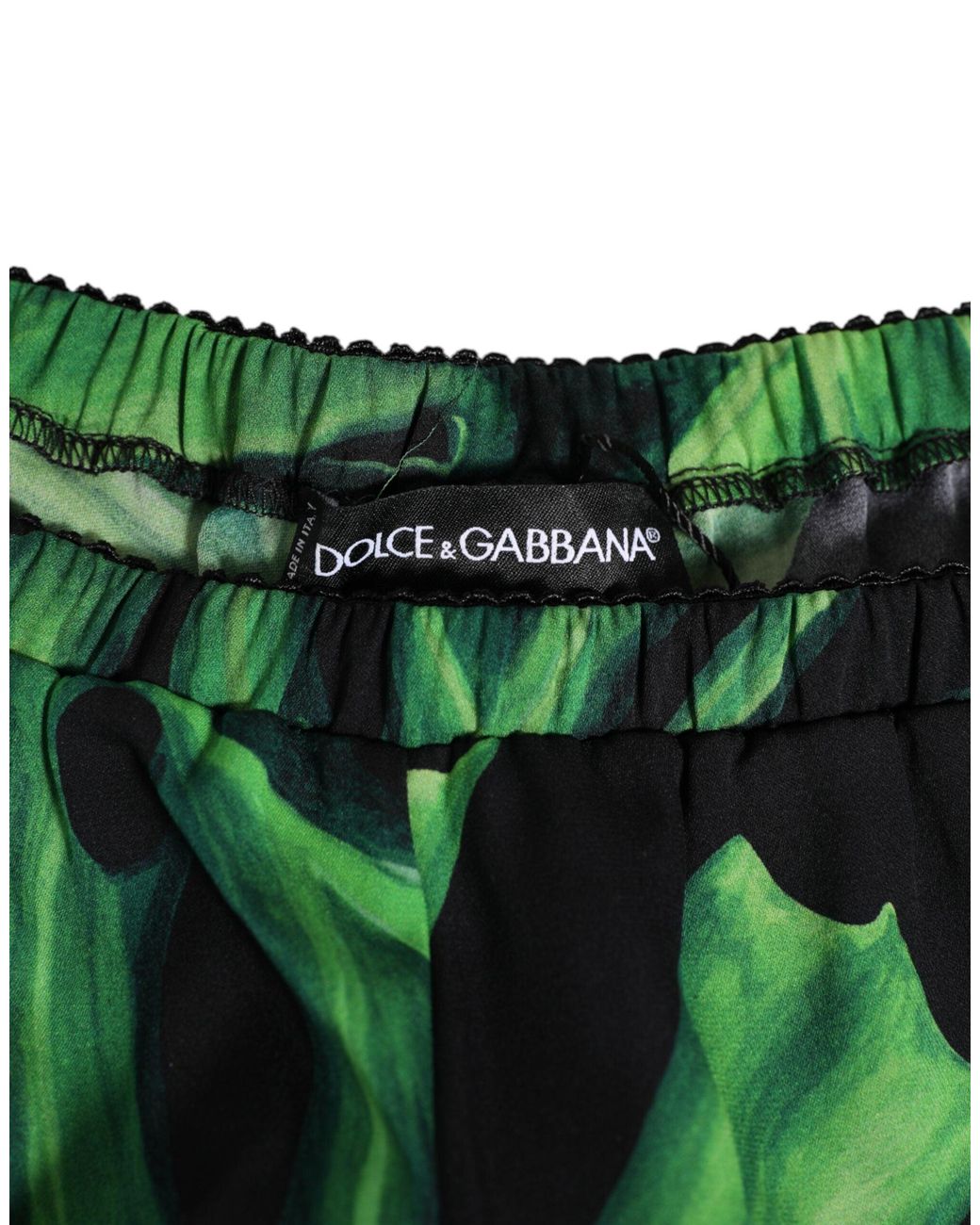 Dolce & Gabbana Green Tropical Print Lace Underwear And Silk Clothing