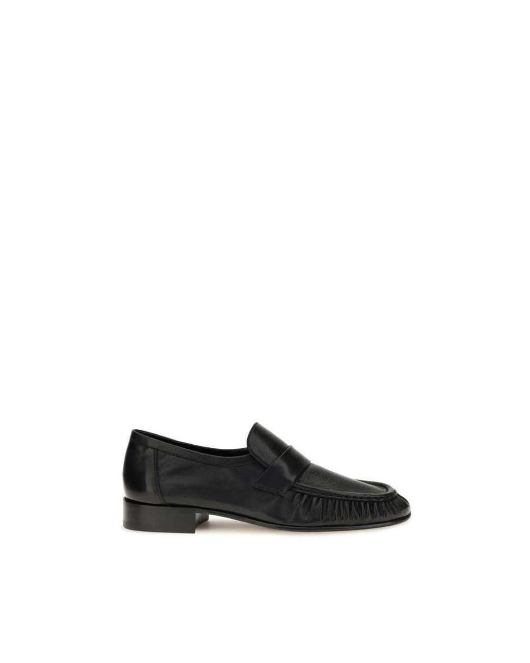 The Row Black Calf Leather Bos Taurus Slip-On Loafers