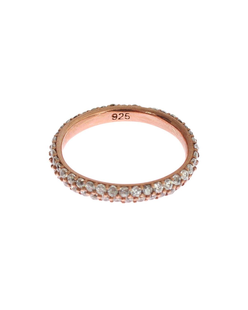Nialaya Black Pink Gold 925 Silver Clear Cz Ring