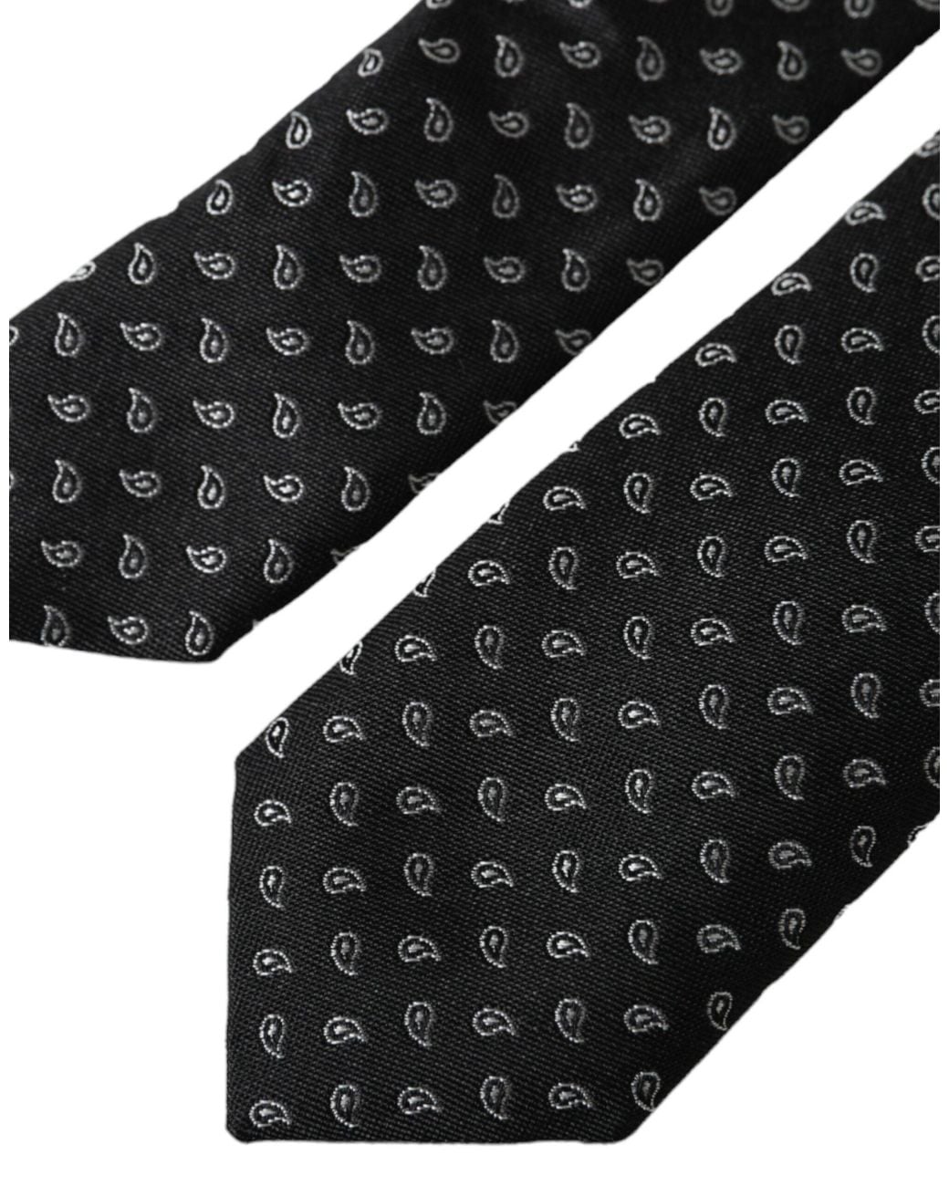 Dolce & Gabbana Black Jacquard Patterned Silk Adjustable Tie for men