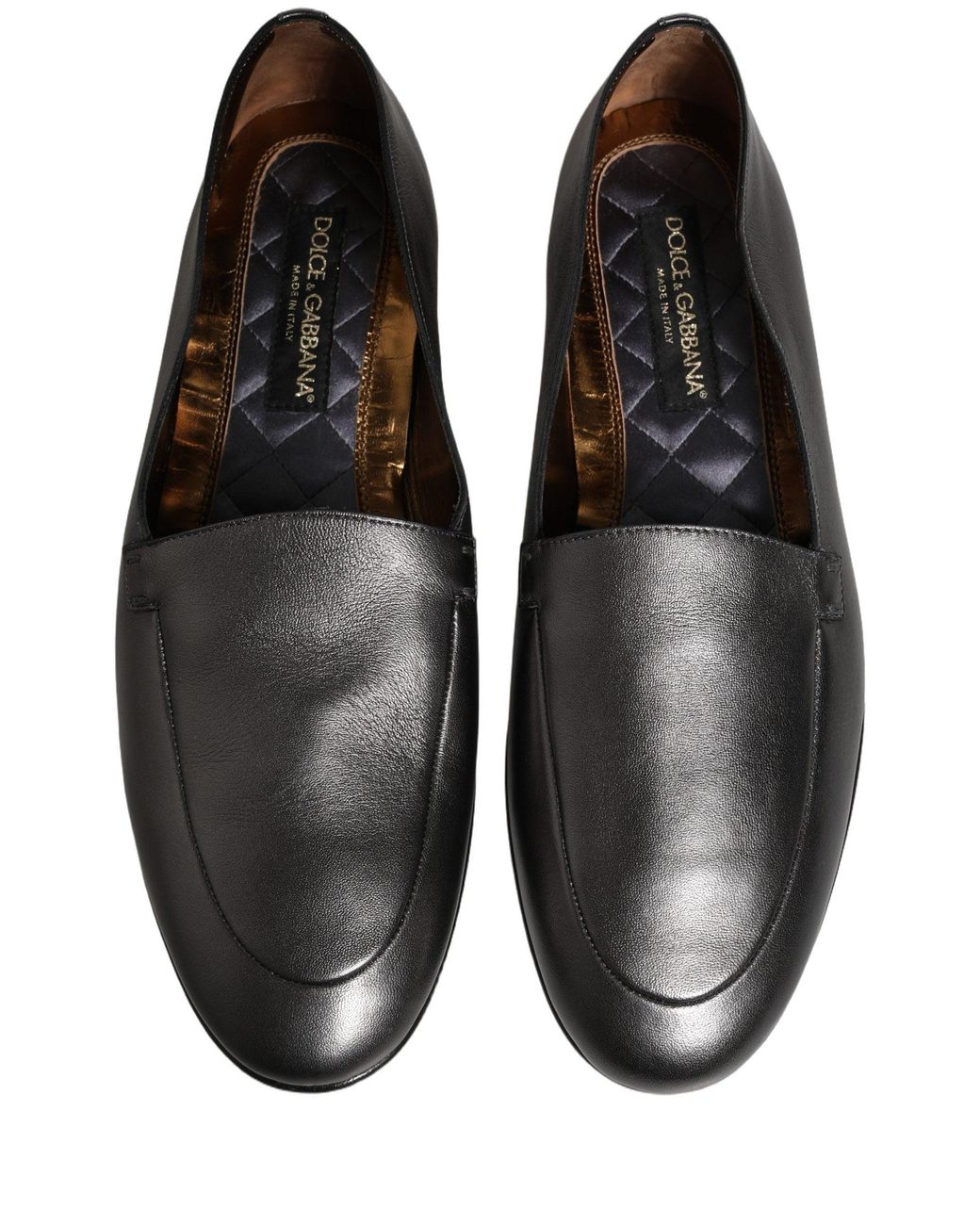 Dolce & Gabbana Gray Silver Leather Dg Logo Slip On Loafers Shoes for men