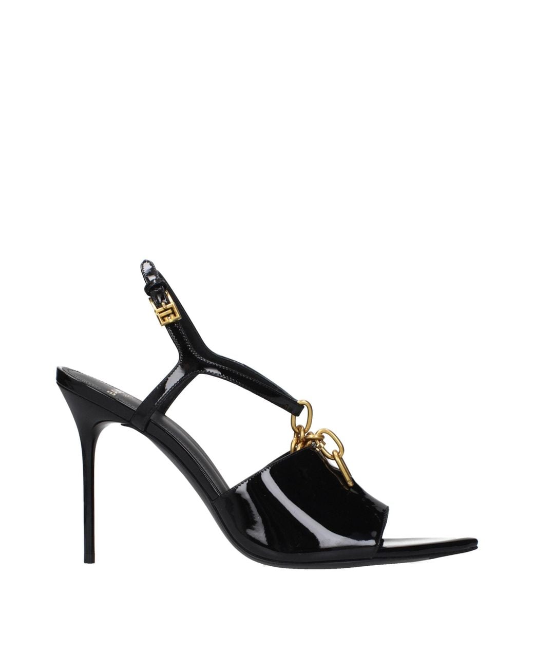 Balmain Black Leather Stiletto Heel Sandals