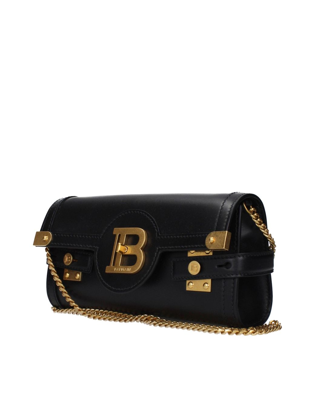 Balmain Black Leather Clutch Bag