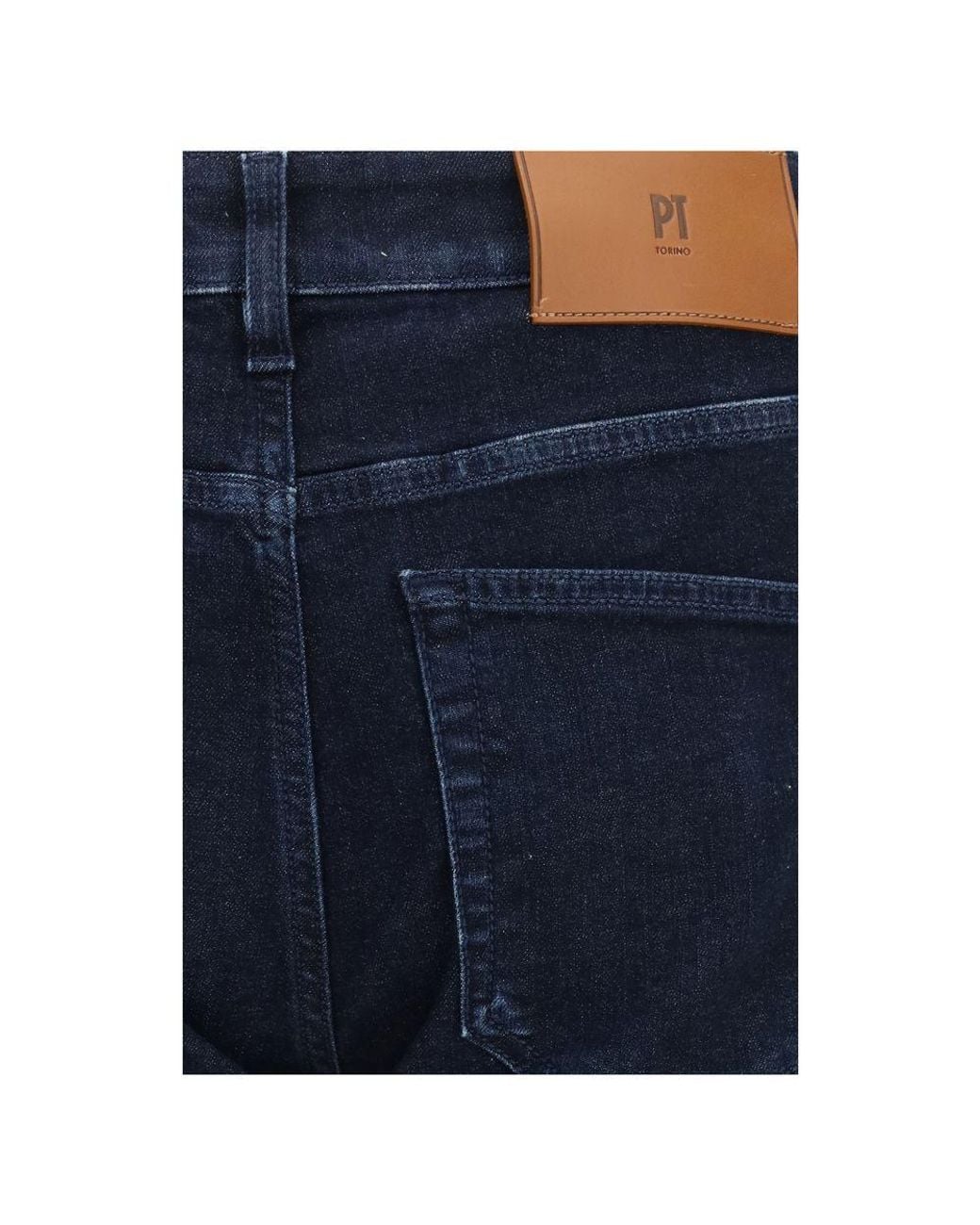 PT Torino Blue Cotton Tapered Jeans for men