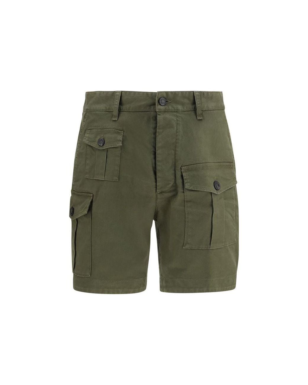 DSquared² Green Bicolor Cotton Bermuda Shorts for men