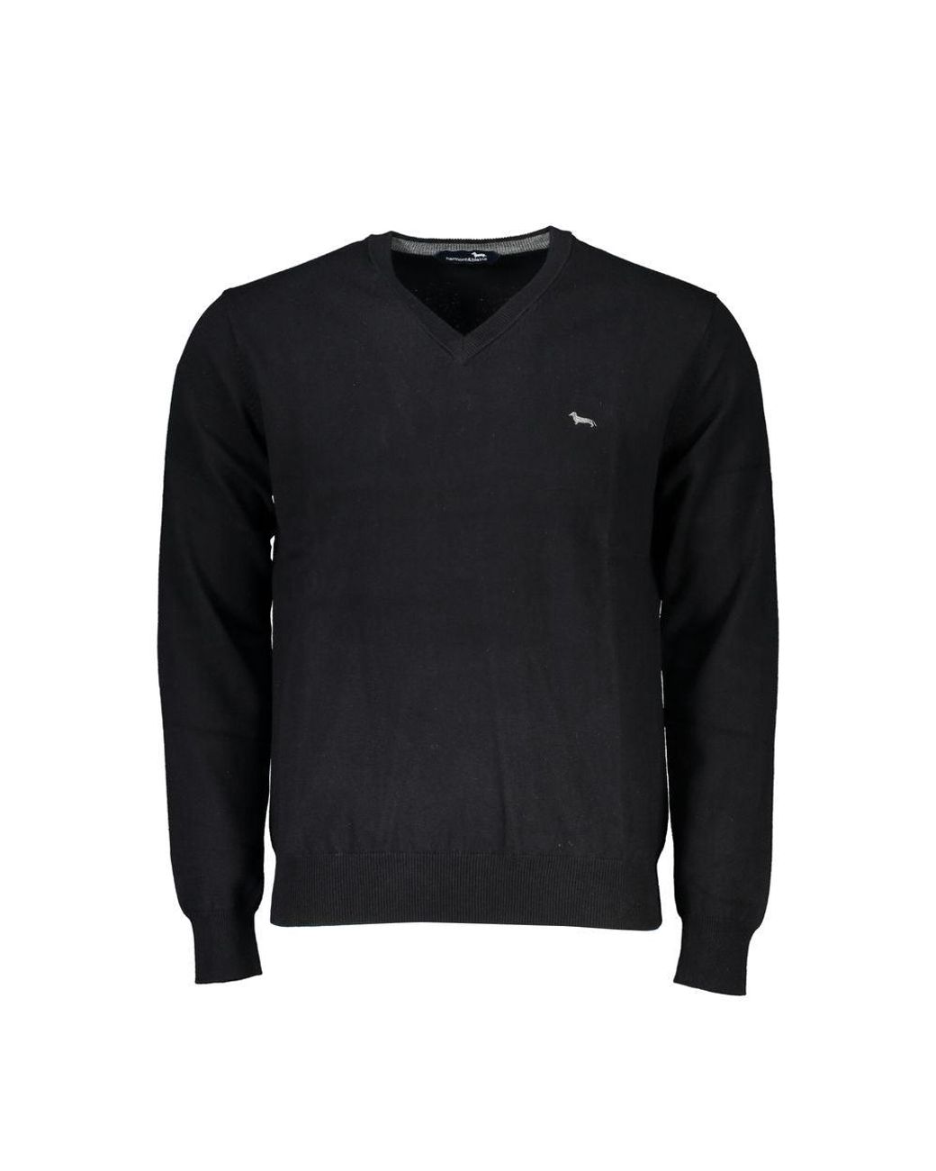 Harmont & Blaine Black Elegant V-Neck Embroidered Sweater for men