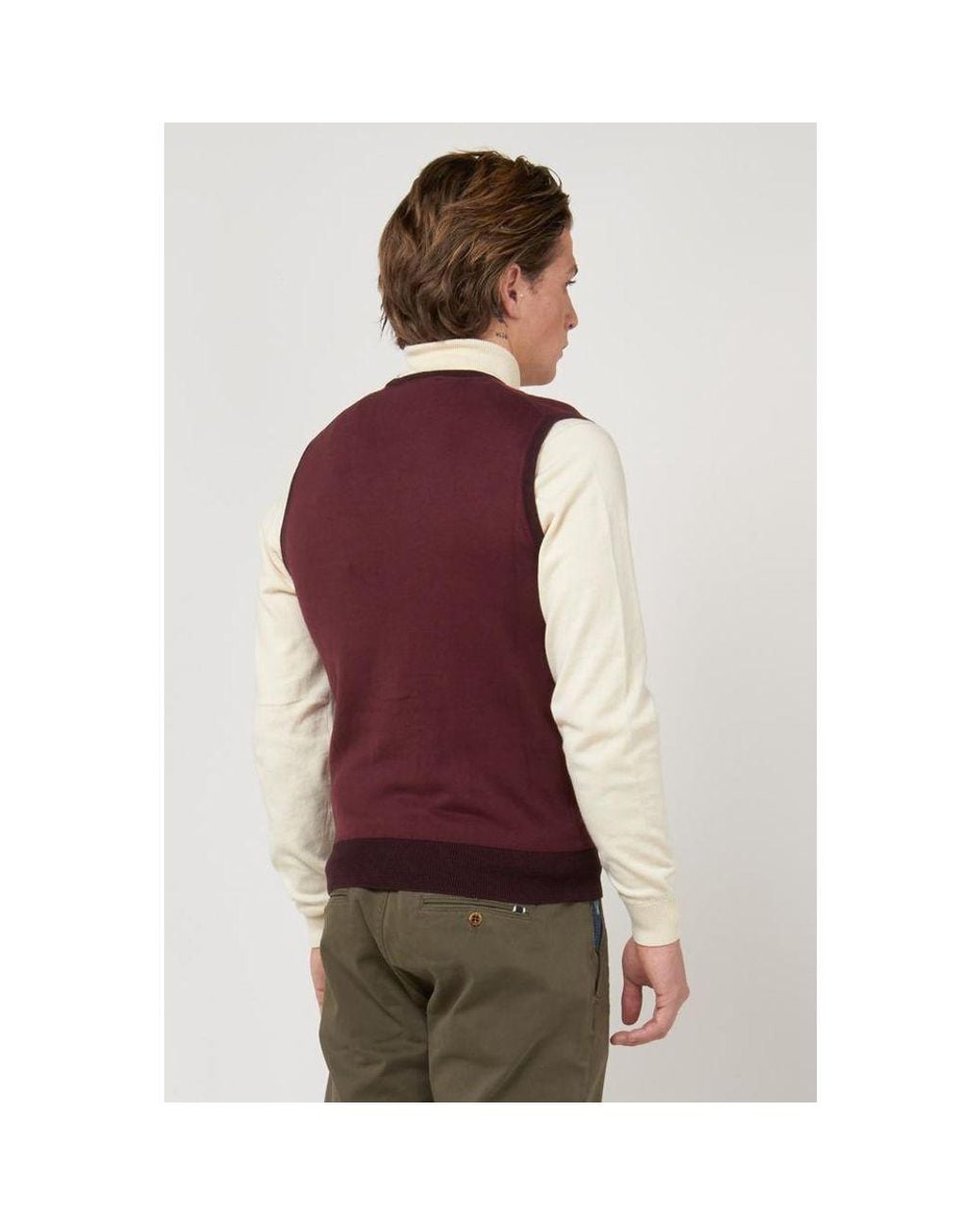 Gas Red Bordeaux Cotton Waistcoat for men