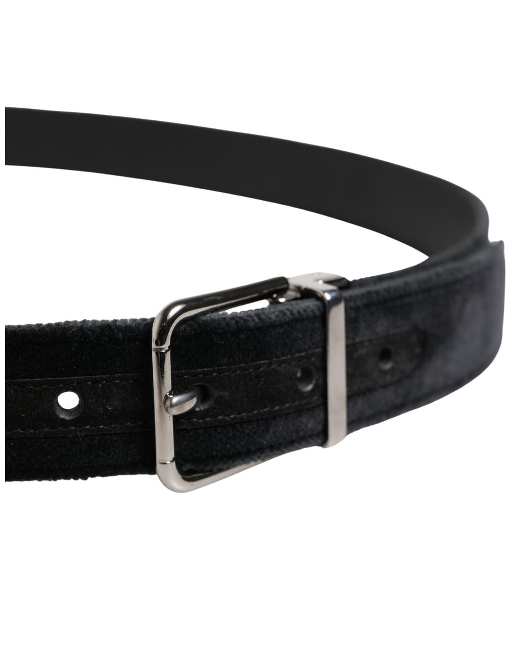 Dolce & Gabbana Black Suede Tone Metal Buckle Belt Leather (Suede) for men