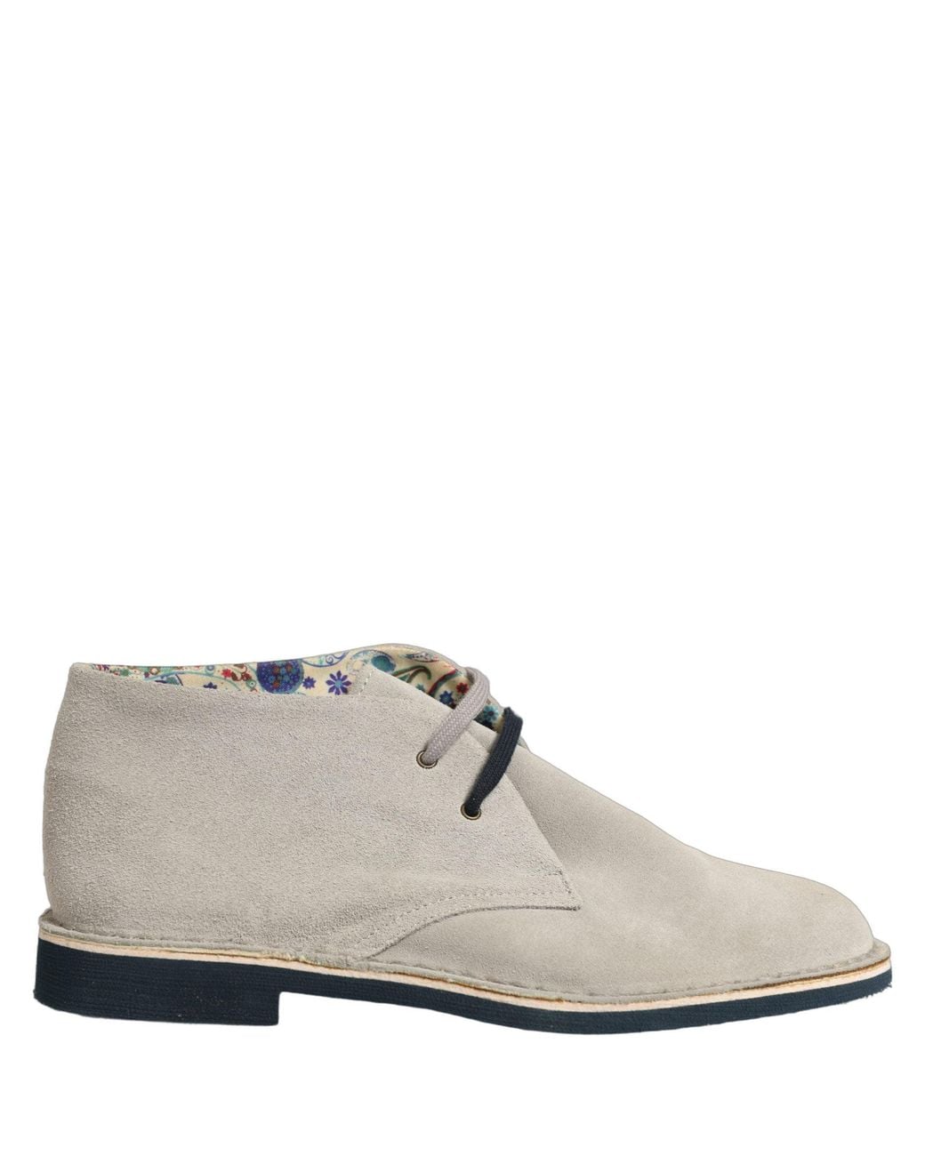 Pollini White Gray Suede Chukka Lace Up Men Ankle Boots Light for men