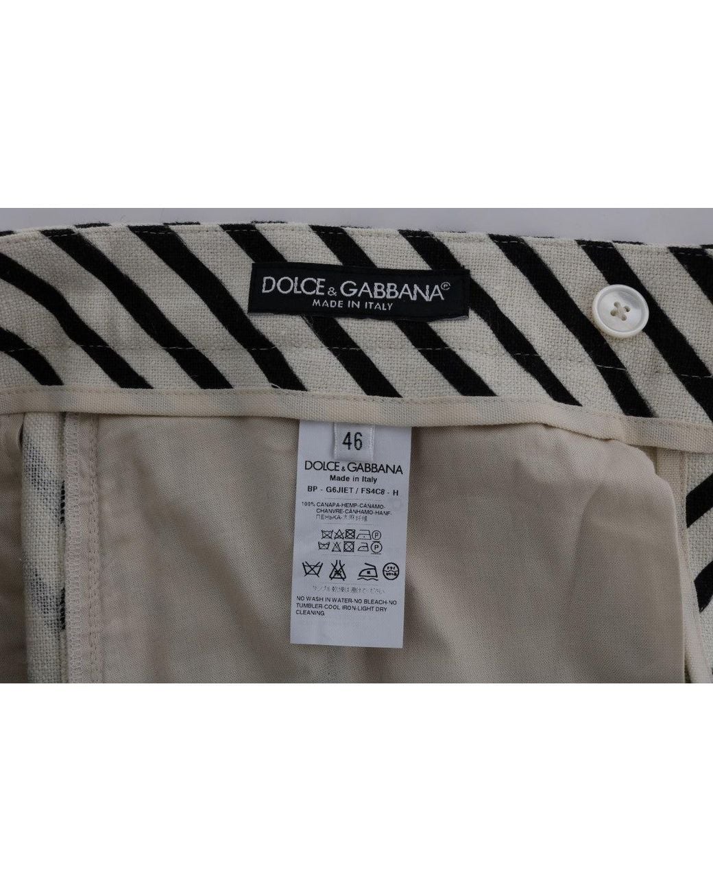 Dolce & Gabbana Black Striped Hemp Casual Shorts for men