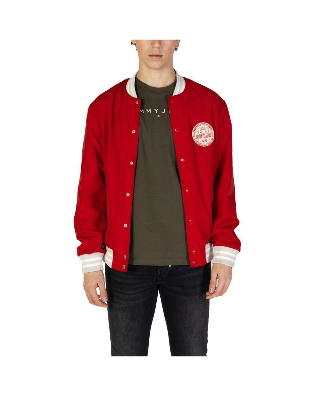 Replay Red Cotton Jacket for men