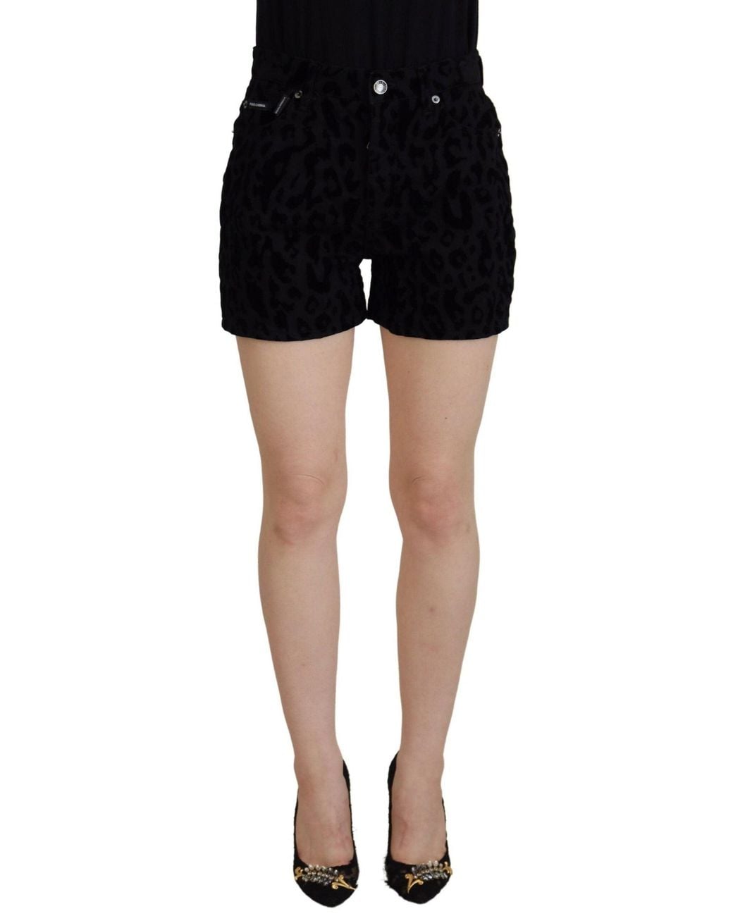 Dolce & Gabbana Black Chic Mid Waist Hot Pant Short
