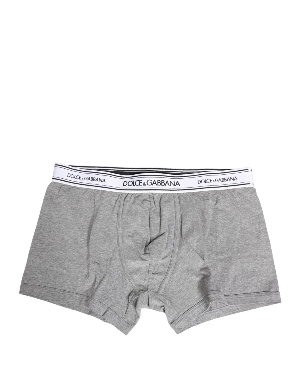 Dolce & Gabbana Gray Logo Waistband Cotton Boxer Underwear Elastane Clothing for men
